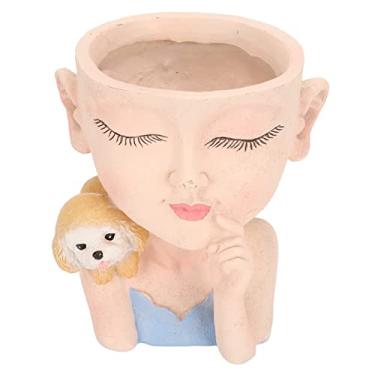 Imagem de Vaso de flores Vaso para plantador Vasos de bonsai Estilo bonito Furo de drenagem inferior Vaso de plantador de mesa de resina decorativa para decoração de jardim de escritório