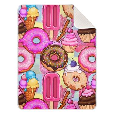 Imagem de xigua Lindo cobertor de sorvete para bebês, cobertor leve e macio de algodão para berço, carrinho de bebê, berçário, 76 x 101 cm