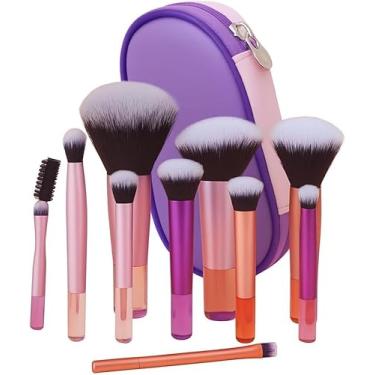 Imagem de Kit 10 Mini Pincéis de Maquiagem com Estojo Portátil Cerdas Sintéticas Macias Travel Size para Base, Pó, Blush, Olhos e Corretivo Kit de Maquiagem Completo para Viagem, Necessaire, Uso Diário e Presente