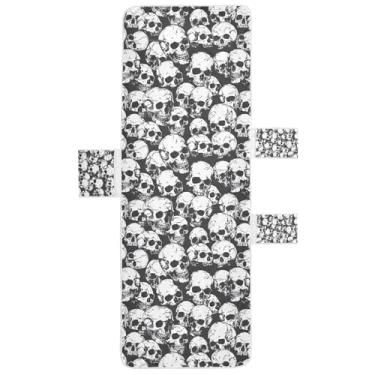 Imagem de STAYTOP Linda capa de toalha de cadeira de crânio, capa macia para espreguiçadeira, capas de cadeira de praia com bolsos para jardim, pátio, pátio, banhos de sol, gramado, 215 x 76 cm
