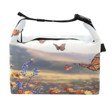 Imagem de STAYTOP Lancheira colorida de lindas flores silvestres com fivela, lancheira isolada para meninos e meninas, lancheira térmica para trabalho escolar