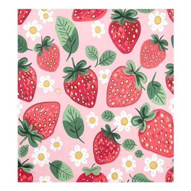 Imagem de Qilmy Capa magnética de morangos e flores para máquina de lavar louça, 58 x 66 cm, capa decorativa para geladeira para porta frontal, adesivo, máquina de lavar, painel de geladeira, decalque para