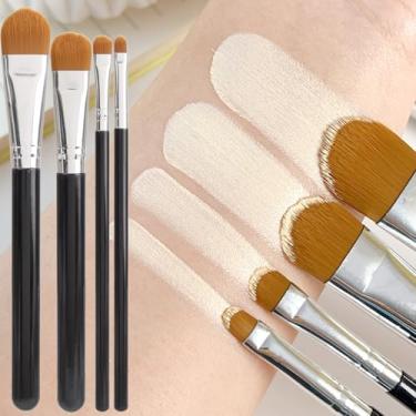 Imagem de 4 tamanhos/conjunto de pincéis corretivos ultrafinos em forma de língua para rosto conjunto de pincéis femininos de maquiagem 15-16 cm