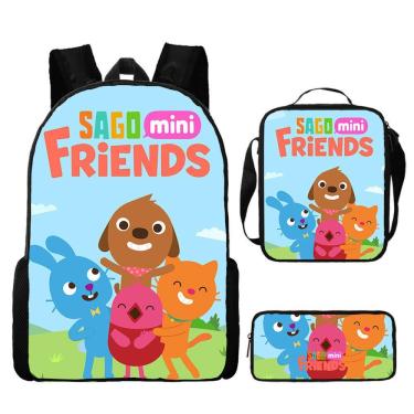 Imagem de Conjunto de mochilas Mini Friends Anime School, 3 peças com bolsa de ombro