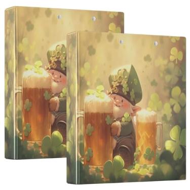 Imagem de Burbuja Pasta St. Patrick Gnome Beer com 3 argolas de 3 cm para trabalho de escritório, fichário aberto D serve para papel tamanho carta com visão clara, 2 bolsos, pacote com 2