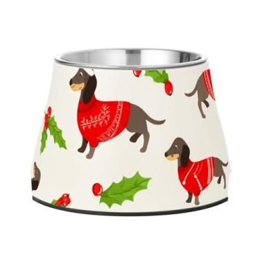 Imagem de Burbuja Tigela de ração para cães de Natal de aço inoxidável para comida e água, antiderrapante para cães médios e gatos, 590 ml