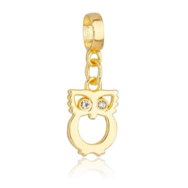 Imagem de Berloque Coruja Strass Banhado a Ouro 18k - Work Semijoias