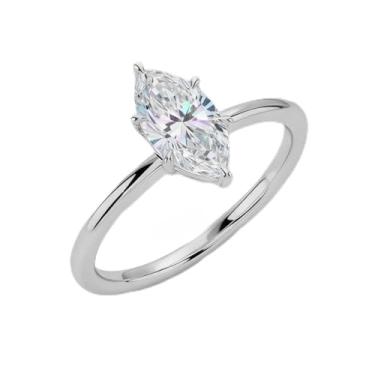 Imagem de 1 peça prata esterlina elegante e lindo anel de diamante olho de cavalo personalizado 2CT para uso diário feminino presente de dia das mães joias finas presentes (prata), Prata esterlina, Sem Pedra