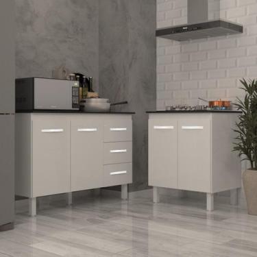 Imagem de Balcão Para Cooktop 4 Bocas Fran Branco e Armário Bruna 118 cm Cozinha