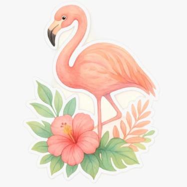 Imagem de CartNest - Adesivo de flamingo fofo, decalque de vinil impermeável para carros, capacetes, laptops, copos e janelas – 12,7 cm