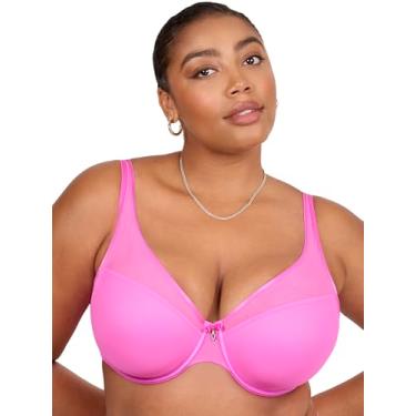 Imagem de Curvy Couture Sutiã feminino sexy de malha transparente plus size, Flertar, 40C