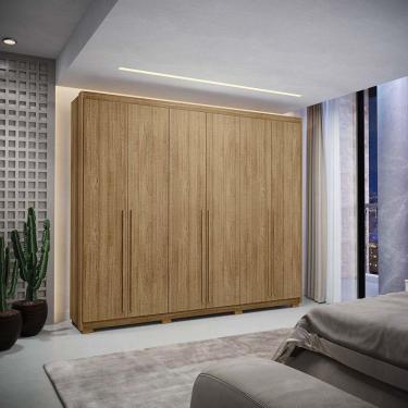 Imagem de Guarda-roupa Dubai Majestic 6 Portas 3 Gavetas Com Maleiro Interno Nature 100% Mdf - Vila Rica