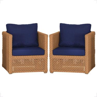 Imagem de 2 Poltronas Madri Alumínio Corda Náutica Estofado 10 Trama Terra Cota