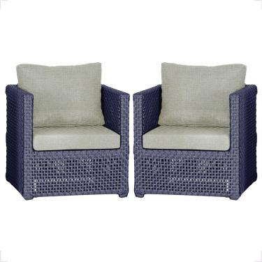 Imagem de 2 Poltronas Madri Alumínio Corda Náutica Estofado 3 Trama Azul