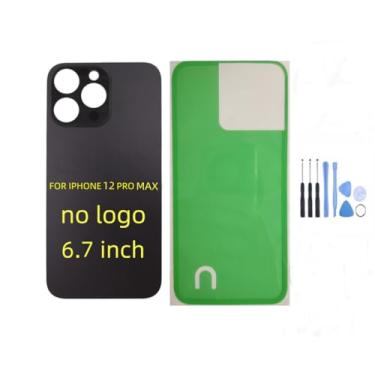 Imagem de STYCES Substituição de vidro da tampa traseira traseira para iPhone 12pro de 6,1 polegadas e para iPhone 12promax 6,7 polegadas (sem logotipo), com kit de ferramentas de reparo, adesivo pré-instalado