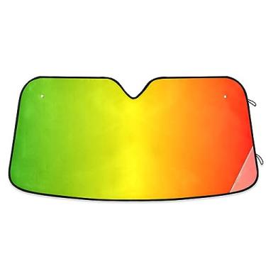 Imagem de Protetor solar de carro gradiente arco-íris, proteção solar para carro, proteção UV, persiana dobrável para janela de carro, acessórios de resfriamento de carro
