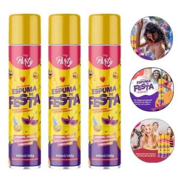 Imagem de Kit 3 Spray Espuma Neve Artificial De Festa Carnaval Bloquinho de Rua 