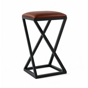 Imagem de Banqueta Z Alta 80 Cm Industrial Cozinha Moderno Corino Cor:marrom