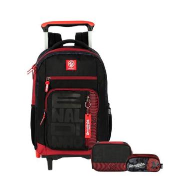 Imagem de Kit Enaldinho Mochila 2em1 Rodas + Estojo Box e Triplo - Luxcel, preto