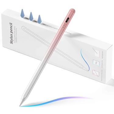 Imagem de Caneta Stylus para iPad, lápis de carregamento rápido para iPad com rejeição de palma, sensibilidade de inclinação para iPad 6-10, iPad Pro 27.9 cm/32.8 cm/M4, iPad Air 3/4/5/M2, iPad Mini 5/6, rosa