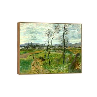 Imagem de BMZFYBS Claude Monet Famosas Impressões em tela de parede prontas para pendurar em campo em Gennevilliers - Pintura de moldura de madeira para decoração de sala de estar 50 x 60 cm 20 x 24 pol