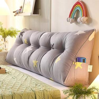 Imagem de BAGASI Almofada triangular de cunha com suporte de posicionamento para leitura e encosto, cabeceira de cabeceira, almofada de leitura de cunha, almofada triangular, encosto de cama dupla, G, 100 x 50