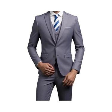 Imagem de Terno Masculino Estilo Britânico Em Cor Sólida Blazer Colete Calças Mo