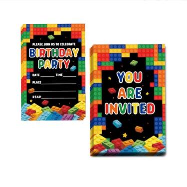 Imagem de Qwertirsr Let's Play Convites de Aniversário Design Dupla Face (25 Cartões + Envelopes) com Envelopes Convites de Festa de Aniversário Infantil, Meninos, Lembranças de Festa e Suprimentos 15 x 10 cm