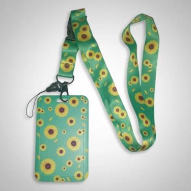 Imagem de Cordão Autismo Quebra Cabeça Porta Crachá Autista Cartão Identificação Personalizado Bilhete Único Escolar Trabalho (girassol)