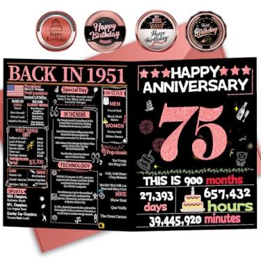 Imagem de Joycard Cartão de aniversário de 75 anos para mulheres, cartão de casamento para esposa, presentes de decorações de casamento doces para casal, perfeito para ela no dia de aniversário, em 1951