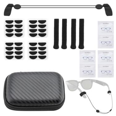 Imagem de Almofadas de nariz para óculos compatíveis com Meta Wayfarer Rayban-16 pares de almofadas de nariz, cordão ajustável antiqueda, 6 peças de papéis de limpeza de lentes, 1 caixa de armazenamento, 2