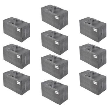 Imagem de VENO Pacote com 10 bolsas de transporte e armazenamento, resistente, alternativa para caixas de mudança, suprimentos grandes para dormitório universitário com zíper para roupas, design aberto (cinza