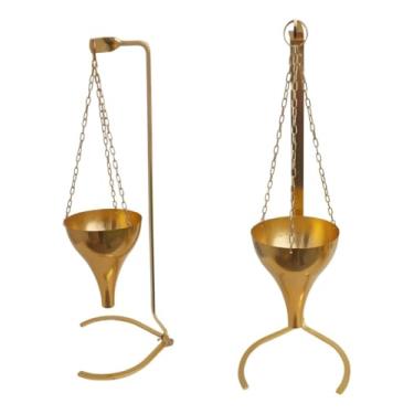 Imagem de Cachepot Aluminio Anodizado Dourado Gota Grande Suporte 80cm