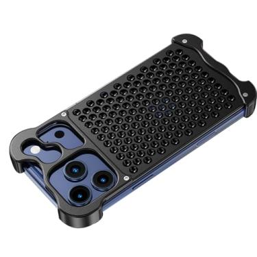 Imagem de LYJSMGZ Capa de metal para iPhone 17 Pro Max/Air/17 Pro/17, malha respirável, favo de mel, fina, à prova de choque, capa sem moldura, capa sem moldura, preta, 17 Air