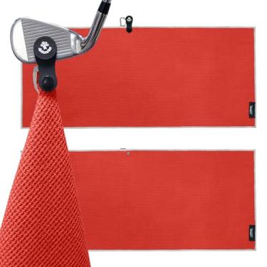 Imagem de 4Monster Pacote com 3 toalhas de golfe com ímã destacável e bolsa portátil, conjunto de toalhas de golfe de microfibra de secagem rápida para sacos de golfe, presentes de toalha personalizados para
