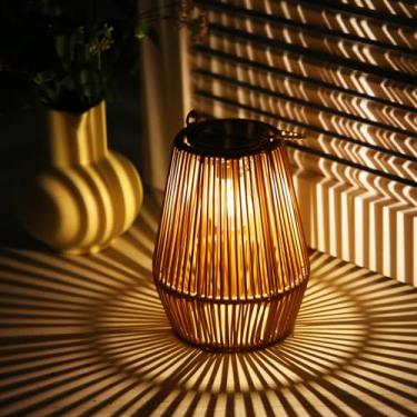 Imagem de KagoLing Luzes Solares Vime Lâmpada de Mesa Lanternas Solares Externas à Prova D'água Decoração Jardim, Quintal, Pátio, Árvores, Relvado, Caminho, 1 Pacote