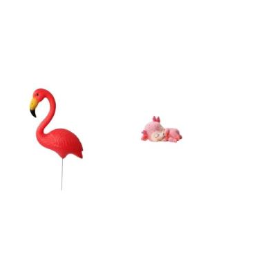 Imagem de Whtkoph Escultura de Flamingo E Figura Adormecida para Decoração de Jardim E Mesa Na Primavera. Ornamento Artesanal de Alta Qualidade.
