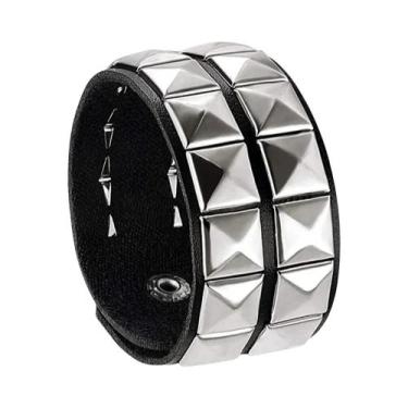 Imagem de Pulseira De Couro Com Estilo Punk Rock Unissex, Ajustável, Com Estrela