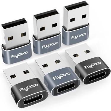 Imagem de FlyCoco Pacote com 6 adaptadores USB C para USB, USBC fêmea para um macho OTG carregador tipo C, compatível com desktop, laptop, celular, carro, computador, pen drive, mouse e hub com dispositivos