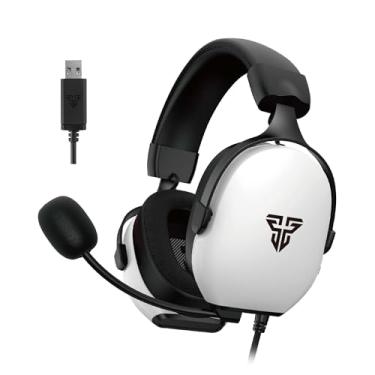 Imagem de FANTECH Fone de ouvido para jogos HG30, fones de ouvido USB sobre-auriculares com drivers de 40 mm, microfone omnidirecional, cabo de 2,4 m, preto (branco)