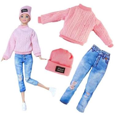 Imagem de Vestido Fashion Para Boneca Barbie, Conjunto De Inverno Com Saia, Suét