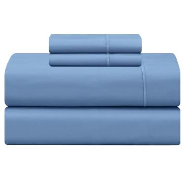 Imagem de Feather & Stitch 500 fios Queen Size 4 peças conjunto de lençóis de cama damasco, 100% algodão macio respirável, bolsos profundos de 45,7 cm de cetim trançado listrado colchão resort hotel decoração