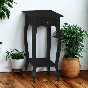 Imagem de Mesa De Apoio Com Gaveta Falsa E Pé Luiz Xv - Preto Laca