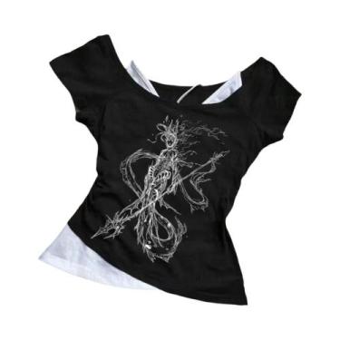 Imagem de Camiseta Casual Feminina Estilo Y2K Doce E Sexy Com Estampa De Desenho