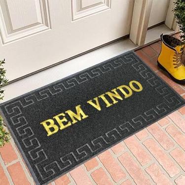 Imagem de Capacho Bem-Vindo Antiderrapante para Porta de Entrada – Tapete Emborrachado em PVC Resistente à Água e Fácil de Limpar(PRETO)