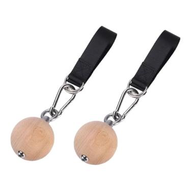 Imagem de oshhni Bola de apoio para barra fixa com alças de suspensão, acessório multifuncional antiderrapante, bolas de madeira para apoio mãos, ideal para, 6cm