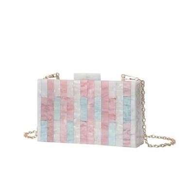 Imagem de FFHAO Bolsas femininas para telefone mensageiro de ombro com corrente acrílica tendência da moda, rosa, 18x5x11cm