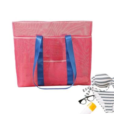 Imagem de Mesh Beach Bag,Saco Com Grande Capacidade Impermeavel E Rede - Saco de Viagem para Cosméticos ao Ar Livre - Para Toalhas Brinquedos Cosméticos Piscina Ginásio Natação Viagem Exterior Família Homens