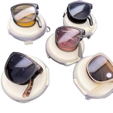 Imagem de Óculos de sol dobráveis para mulheres, óculos de proteção UV400 compactos, óculos de viagem leves e antirreflexo para uso ao ar livre, Carapaça de tartaruga preta