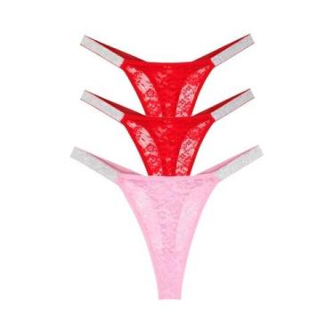 Imagem de Calcinhas De Renda Sexy Femininas Com Cintos Brilhantes, Lingerie Ínti
